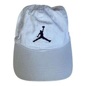 Jordan Youth Adjustable Baseball Cap – Cotton, White/Black Jumpman Design